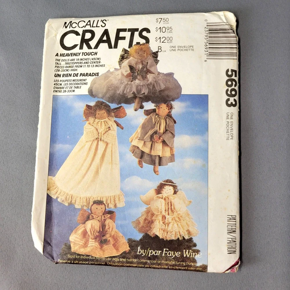 McCalls‎ Craft Sewing Pattern #5693 Angel Dolls Tree Top Centerpieces 1991 UNCUT
